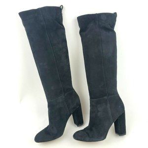 Sam Edelman Caprice Black Suede Knee-High Heel Boots $225 Women Sz 7M
